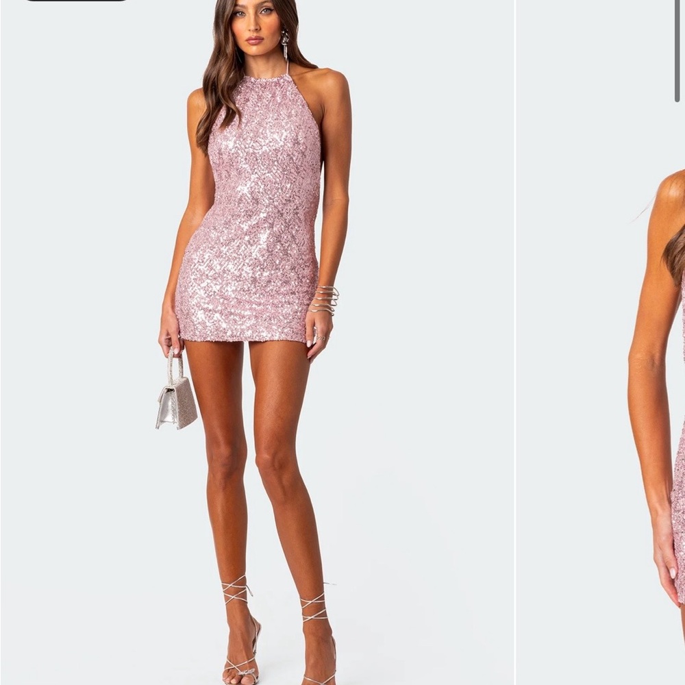 Edikted Sparkling Pink Mini Dress